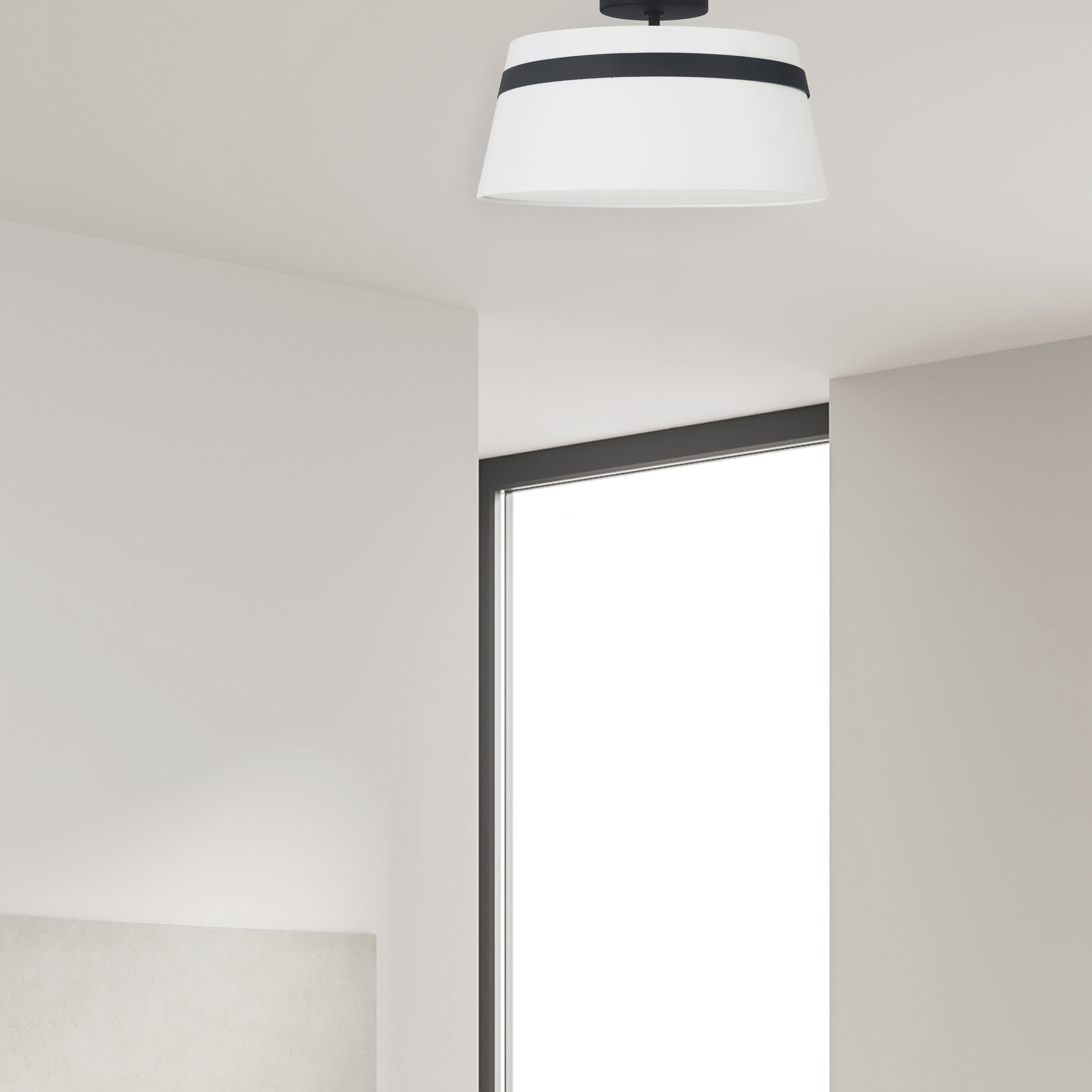 Symphony 3 Light 15 inch Matte Black with White Semi-Flush Mount Ceiling Light