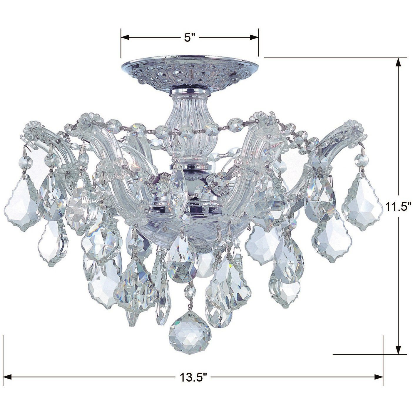 Maria Theresa 3 Light 13.5 inch Polished Chrome Semi Flush Ceiling Light in Clear Swarovski Strass