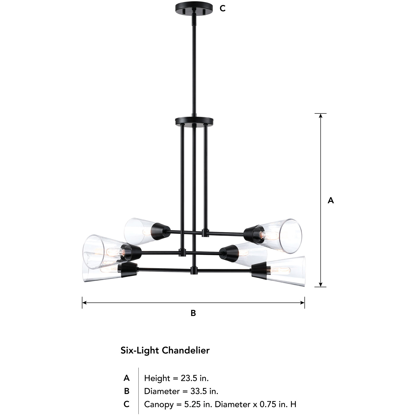 Norro 6 Light 33.5 inch Matte Black Chandelier Ceiling Light