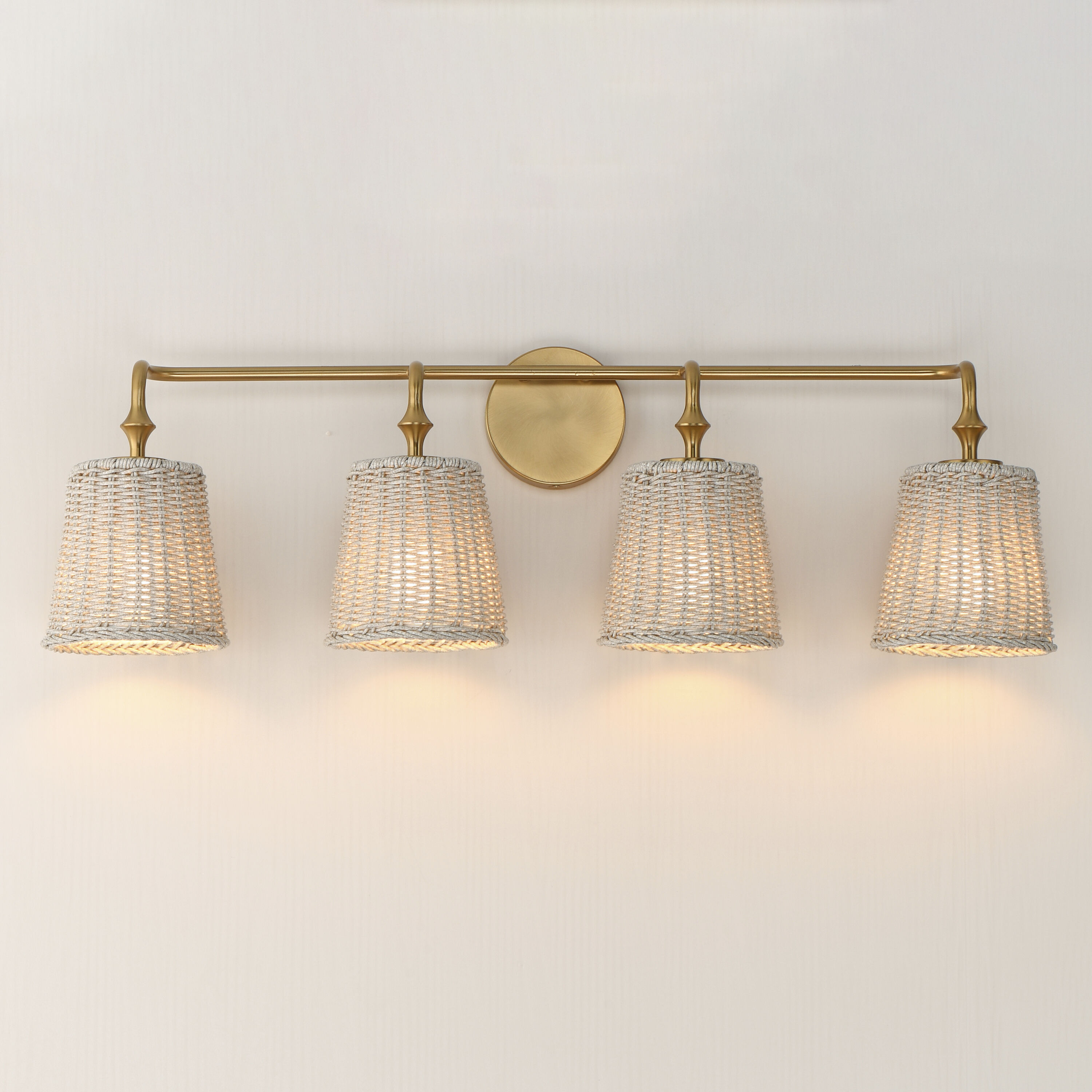 Baja 4 Light 33.25 inch Natural Aged Brass Bath Vanity Wall Light