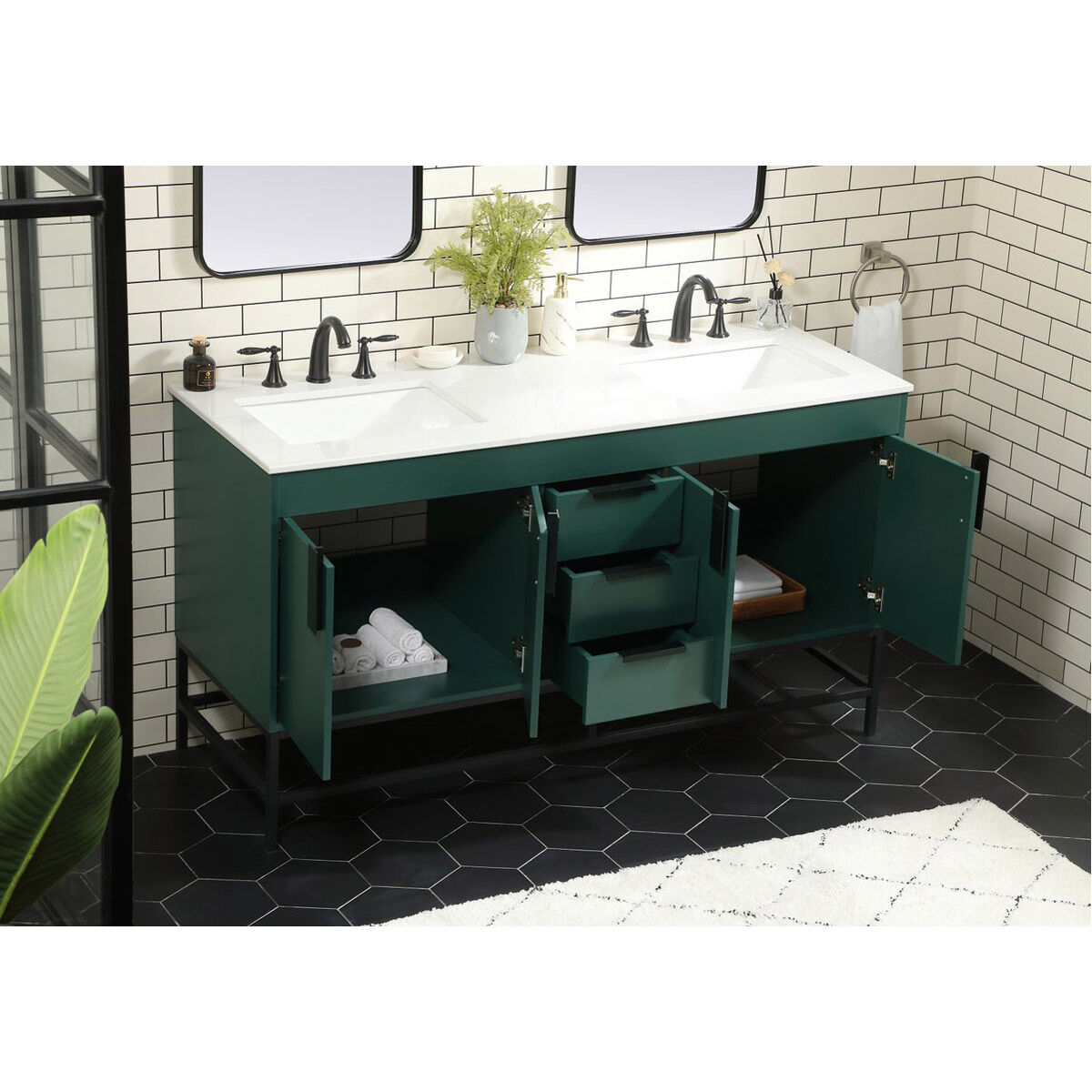 Eugene 60 X 22 X 33.5 inch Green Vanity Sink Set