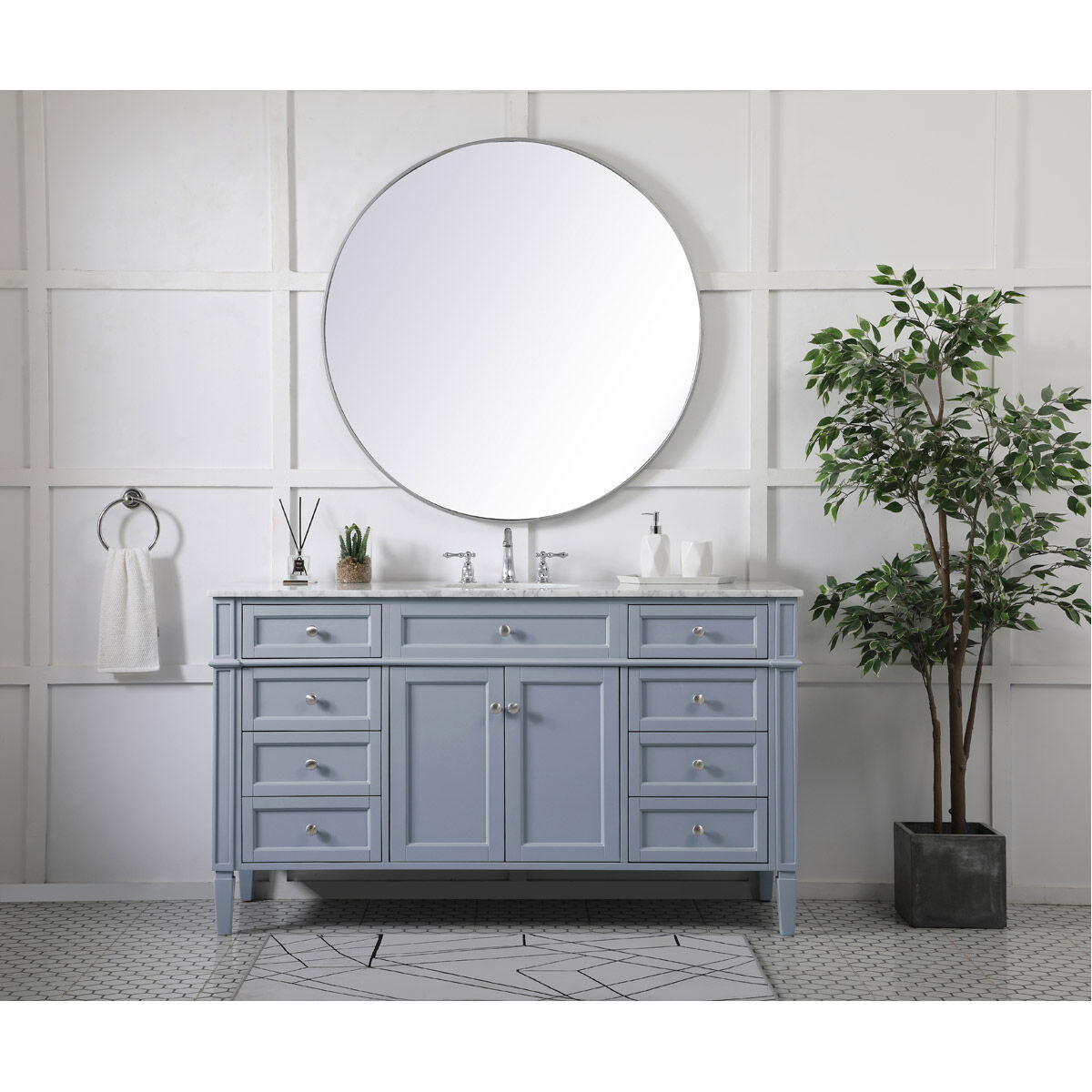Park Avenue 60 X 21.5 X 35 inch Grey Vanity Sink Set in Gray