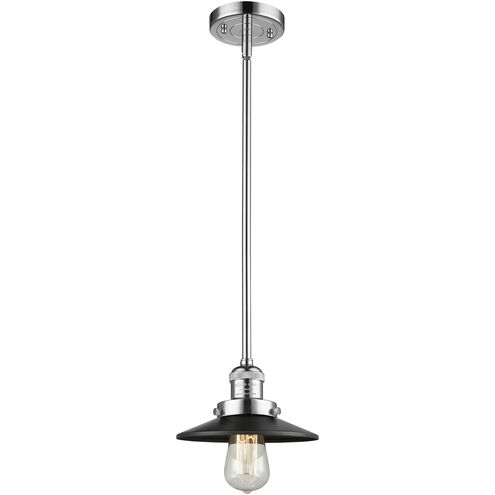 Franklin Restoration Railroad 1 Light 8 inch Polished Chrome Mini Pendant Ceiling Light in Incandescent, Matte Black