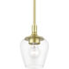 Willow 1 Light 6 inch Satin Brass Single Pendant Ceiling Light, Single
