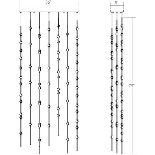 Constellation Andromeda LED 35.5 inch Satin Nickel Chandelier Ceiling Light in 2700K, Clear Faceted Acrylic, 10 FT. Cord