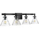 Barlon 4 Light 34.75 inch Matte Black Bathroom Vanity Light Wall Light