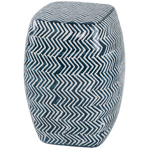 Chevron 16.9 inch Blue and White Patio Stool