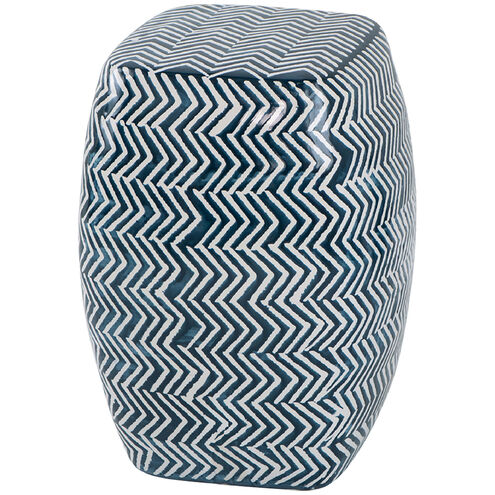 Chevron 17 inch Blue and White Patio Stool