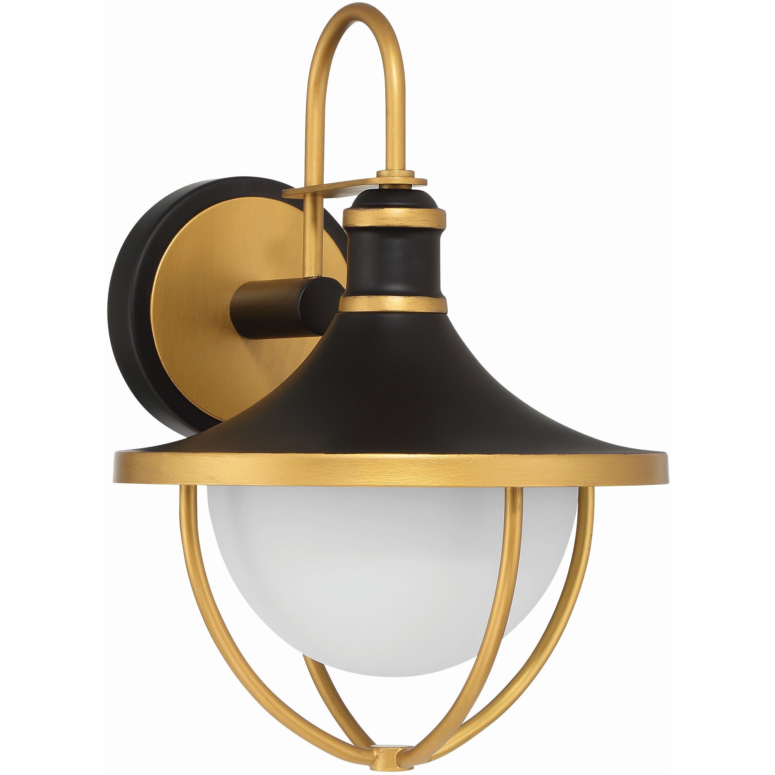 Atlas 1 Light 13.5 inch Matte Black and Textured Gold Outdoor Sconce
