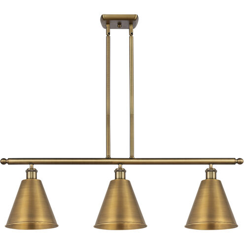Ballston Cone 3 Light 36 inch Brushed Brass Island Light Ceiling Light