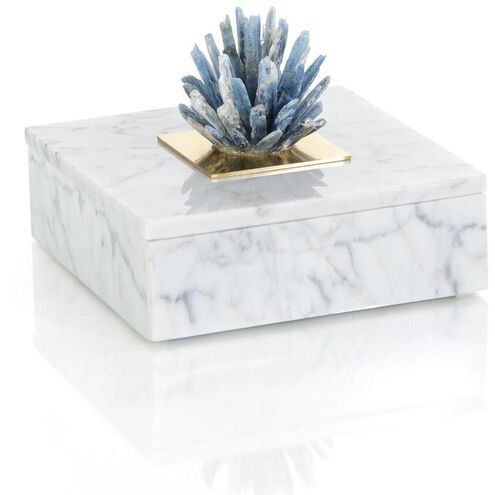 Leah 7.25 X 7.25 inch Cyanite Starburst and Marble Box