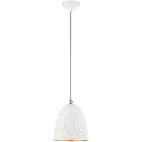 Arlington 1 Light 10 inch White with Brushed Nickel Accents Pendant Ceiling Light