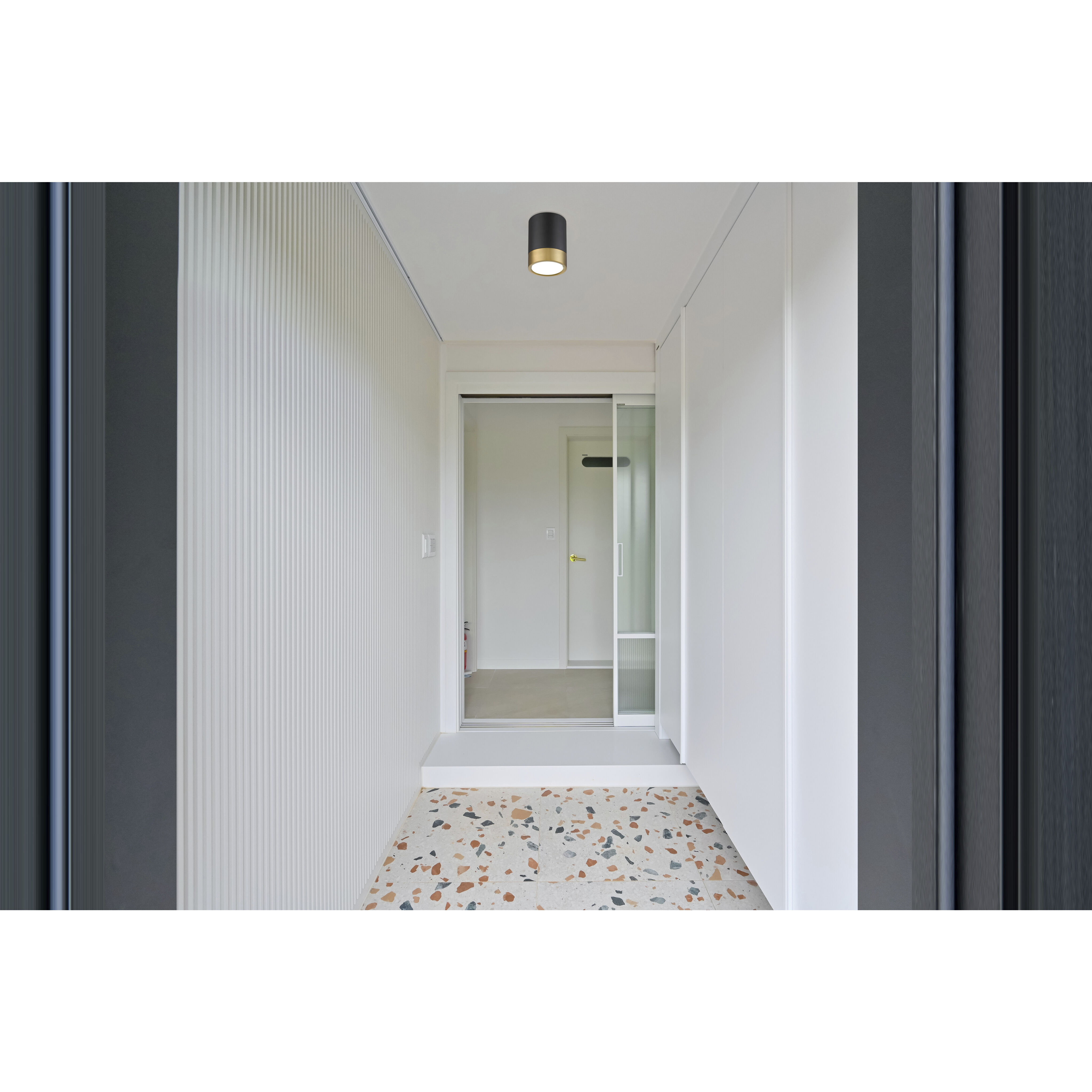 Algar LED 6 inch Matte Black and Modern Gold Flush Mount Ceiling Light