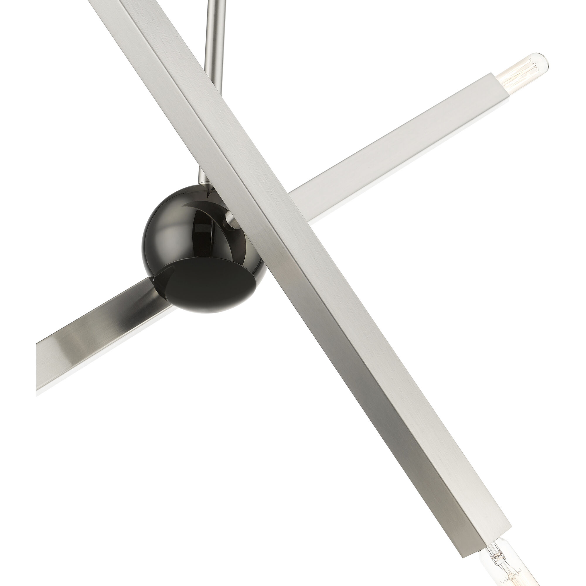 Monaco 4 Light 28 inch Brushed Nickel with Black Chrome Finish Accent Linear Chandelier Ceiling Light