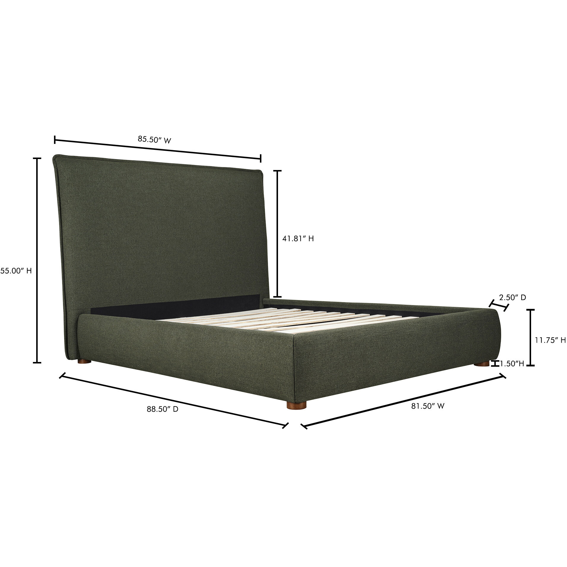Luzon Green Bed, King Tall Headboard