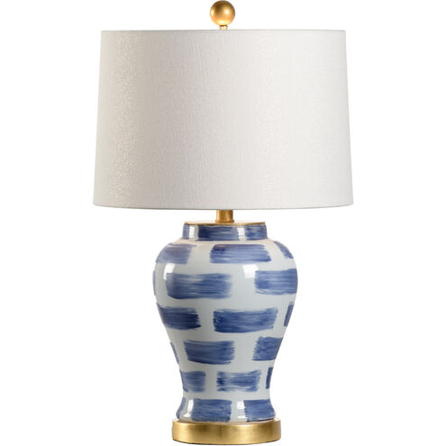 Chelsea House 25 inch 100.00 watt Blue/White Glaze/Antique Gold Leaf Table Lamp Portable Light