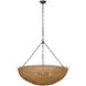 Chapman & Myers Clovis LED 38 inch Aged Iron and Natural Wicker Chandelier Ceiling Light, Extra Large