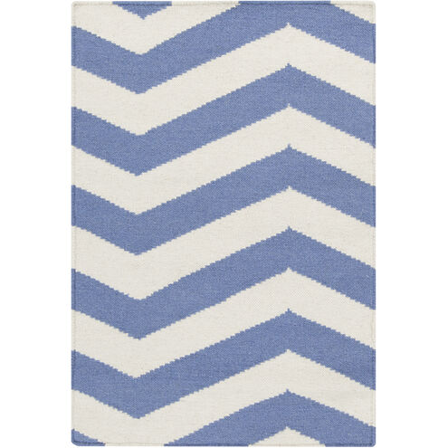 Frontier 36 X 24 inch White, Bright Blue Rug