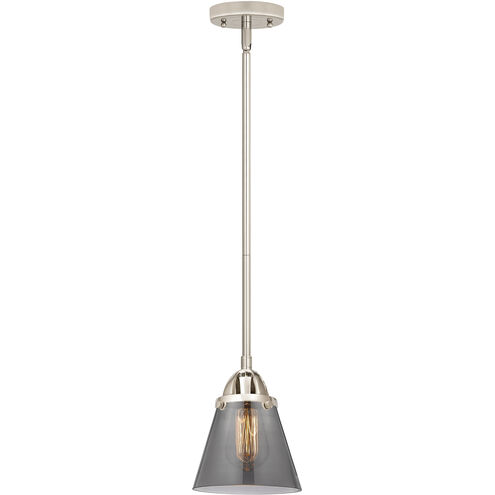 Nouveau 2 Cone LED 6.25 inch Polished Nickel Mini Pendant Ceiling Light in Plated Smoke
