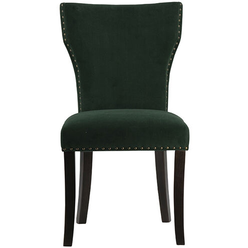Upholstered Dark Brown/Brass Dining Chair in Green