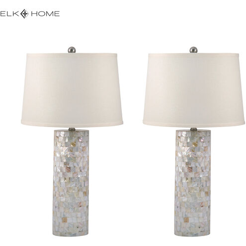 Mother of Pearl 28 inch 100.00 watt Natural Table Lamp Portable Light in Incandescent, 3-Way, Set of 2