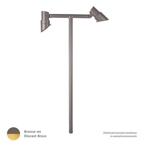 Miniature 12 7 watt Solid Brass Coated in Bronze Path Lighting in 2700K, Bronzed Brass, Path and Area Light, WAC Landscape