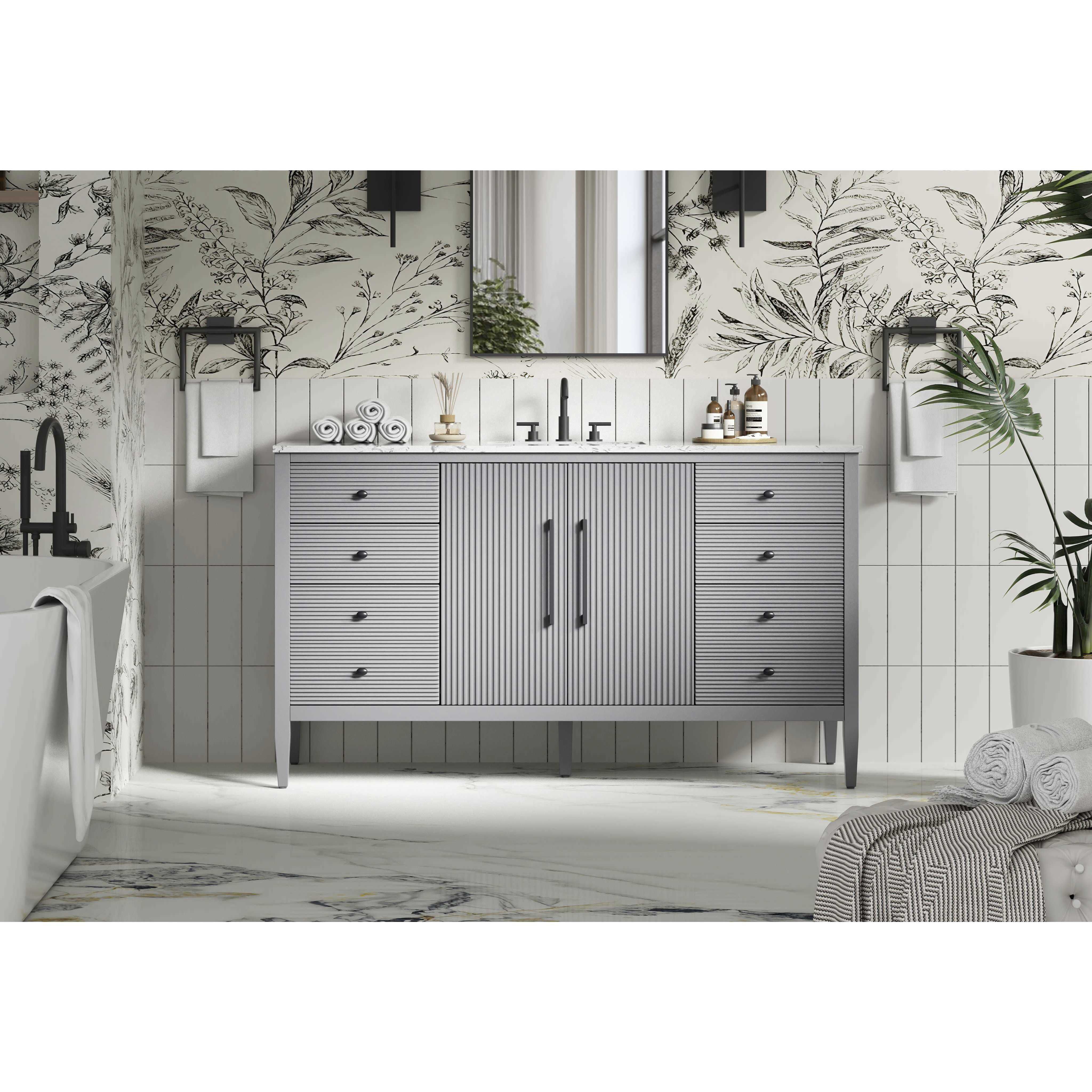 Blakely 60 X 34 inch Grey Bathroom Vanity Cabinet