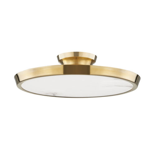 Draper LED 15.5 inch Aged Brass Flush Mount Ceiling Light