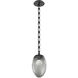 Meteo LED 8 inch Matte Black Pendant Ceiling Light in 3000K LED, Smoke, Rectangular Chain