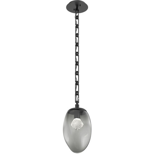 Meteo LED 8 inch Matte Black Pendant Ceiling Light in 3000K LED, Smoke, Rectangular Chain