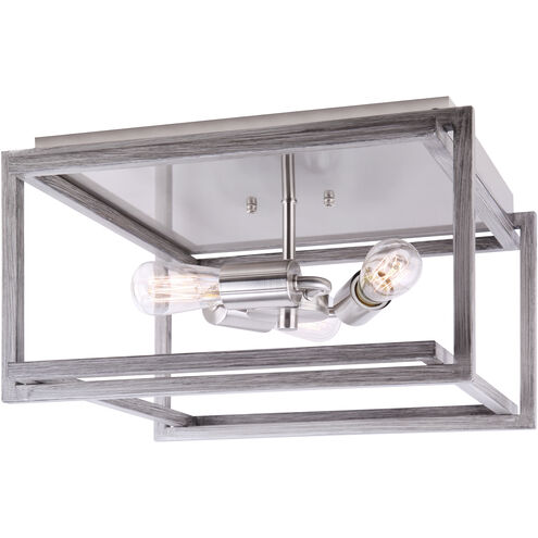 Carli 15 inch Brushed Nickel and Brushed Dark Grey Flush Mount Ceiling Light