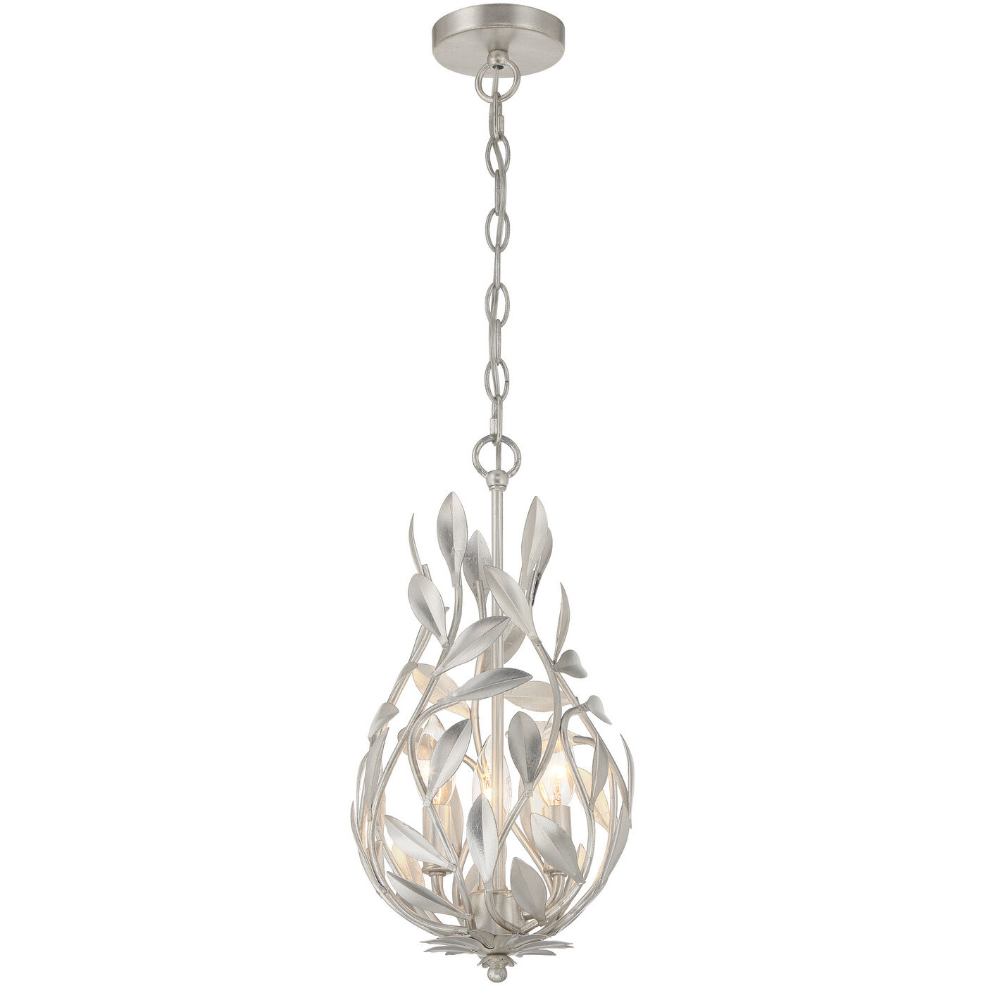 Broche 3 Light 9 inch Antique Silver Chandelier Ceiling Light
