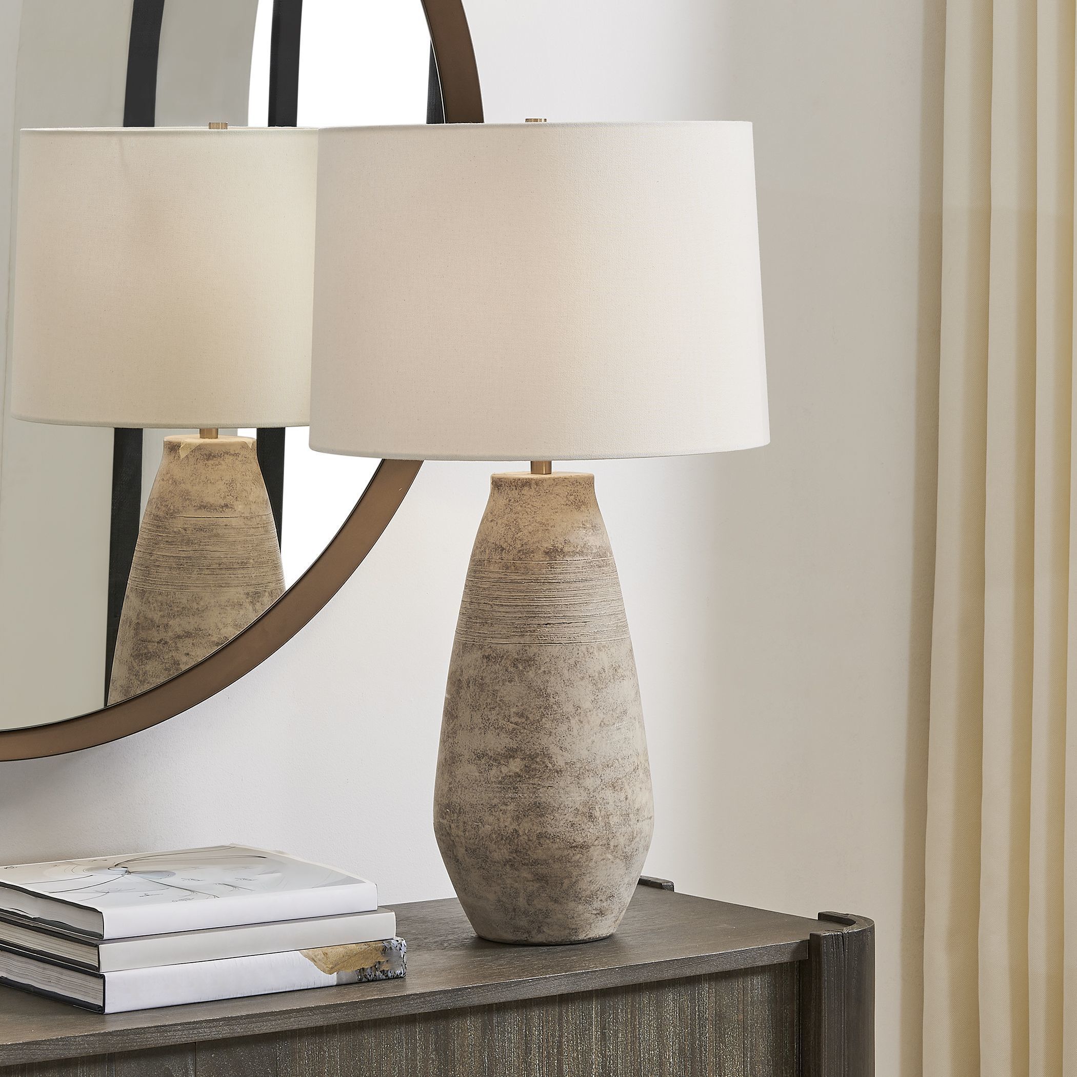 Dunford 28.25 inch 150 watt Distressed Aged Light Gray Wash Table Lamp Portable Light