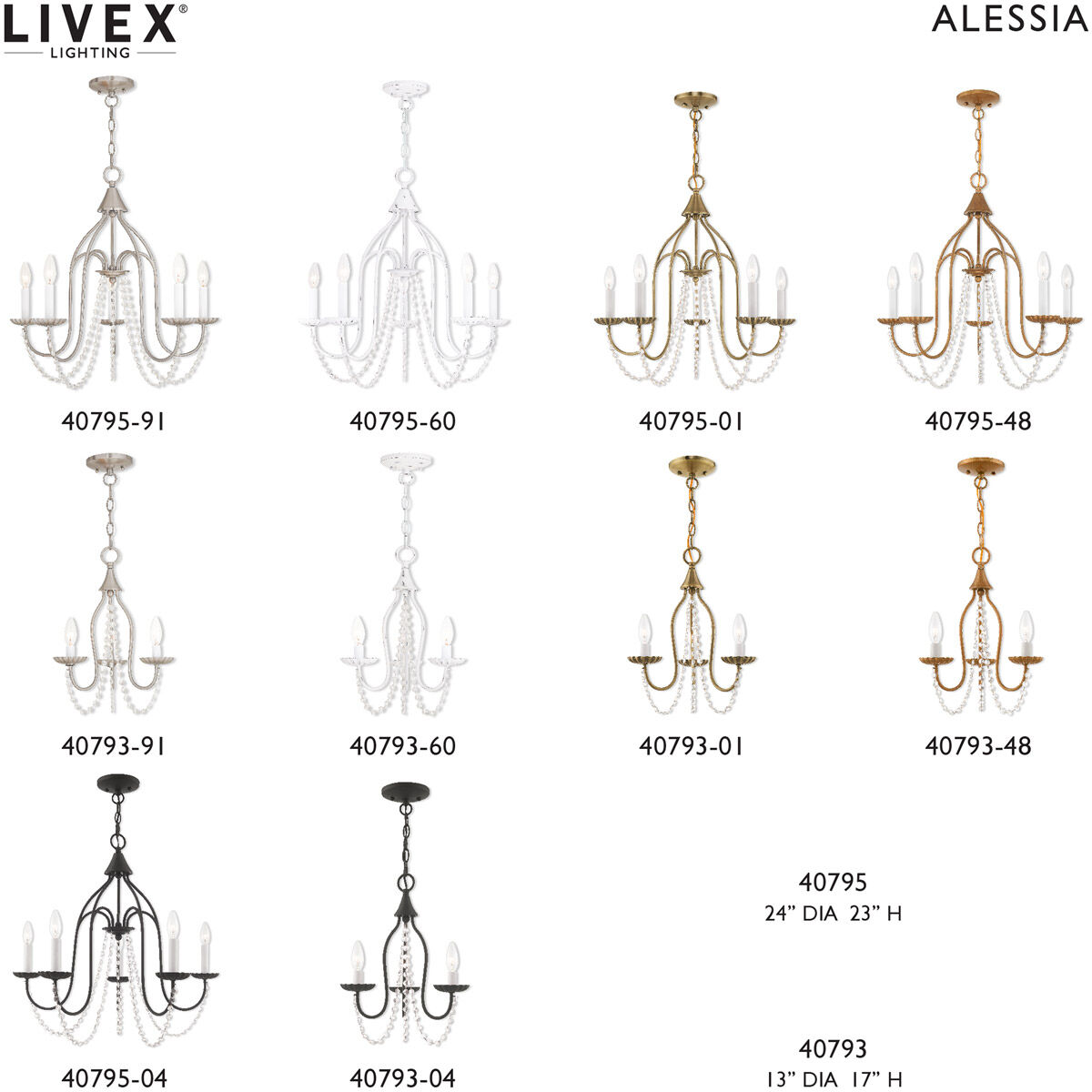 Alessia 3 Light 13 inch Antique Brass Mini Chandelier Ceiling Light