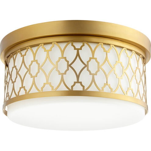 Geometric 3 Light 14 inch Aged Brass Flush Mount Ceiling Light