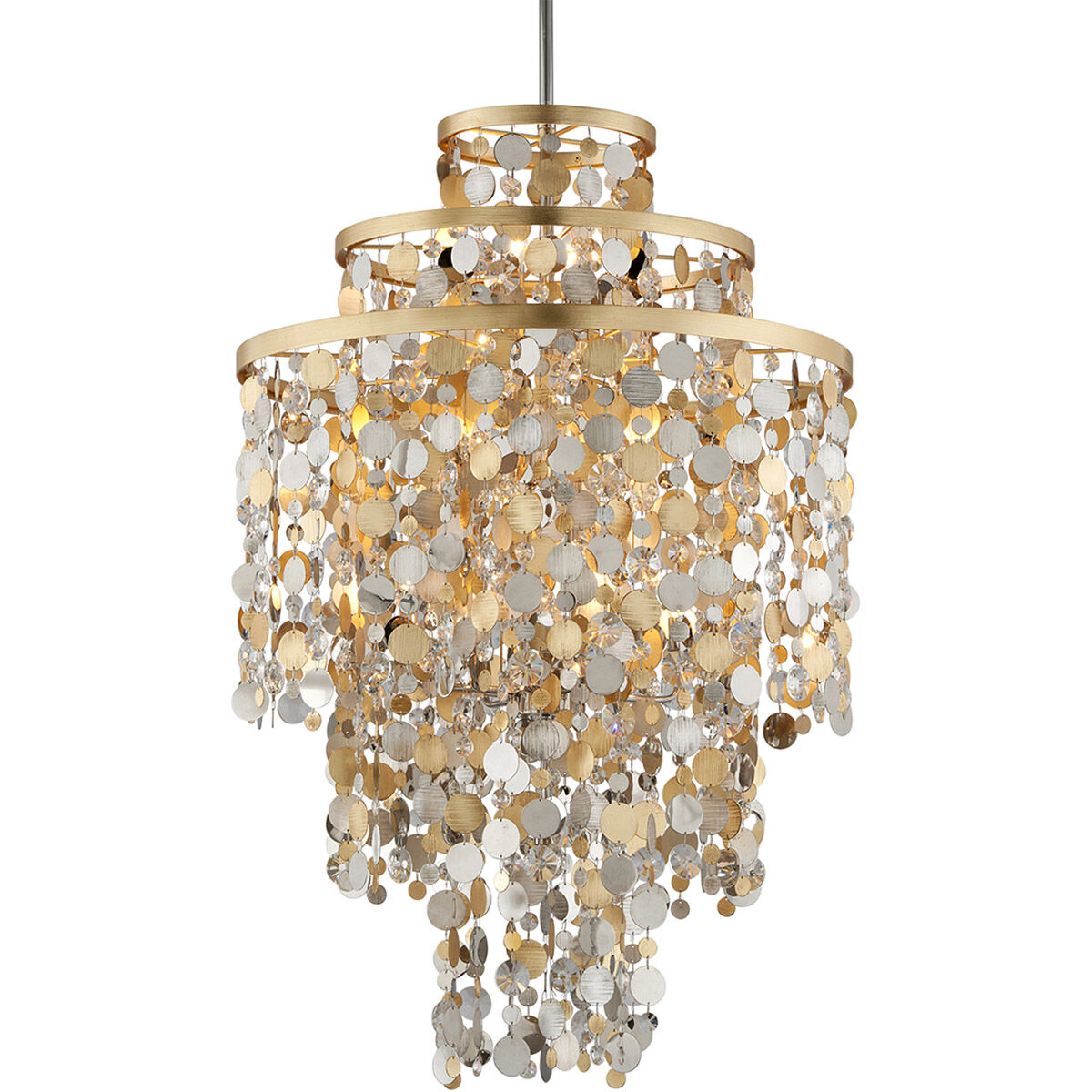 Ambrosia 32 inch Gold and Silver Leaf Pendant Ceiling Light