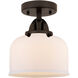 Nouveau 2 Large Bell LED 8 inch Oil Rubbed Bronze Semi-Flush Mount Ceiling Light in Matte White Glass