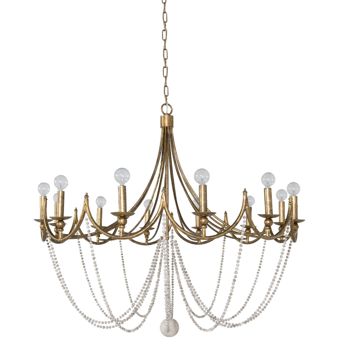 Sandra 12 Light 43.5 inch Antique Gold / Antique White Chandelier Ceiling Light