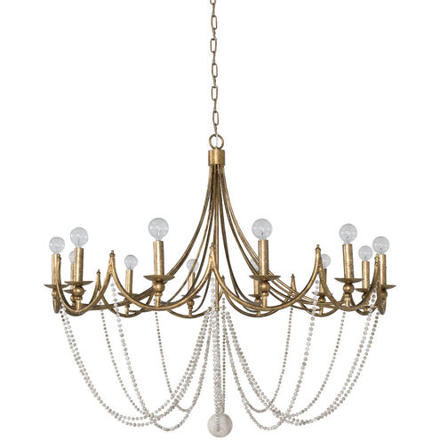 Sandra 12 Light 43.5 inch Antique Gold / Antique White Chandelier Ceiling Light