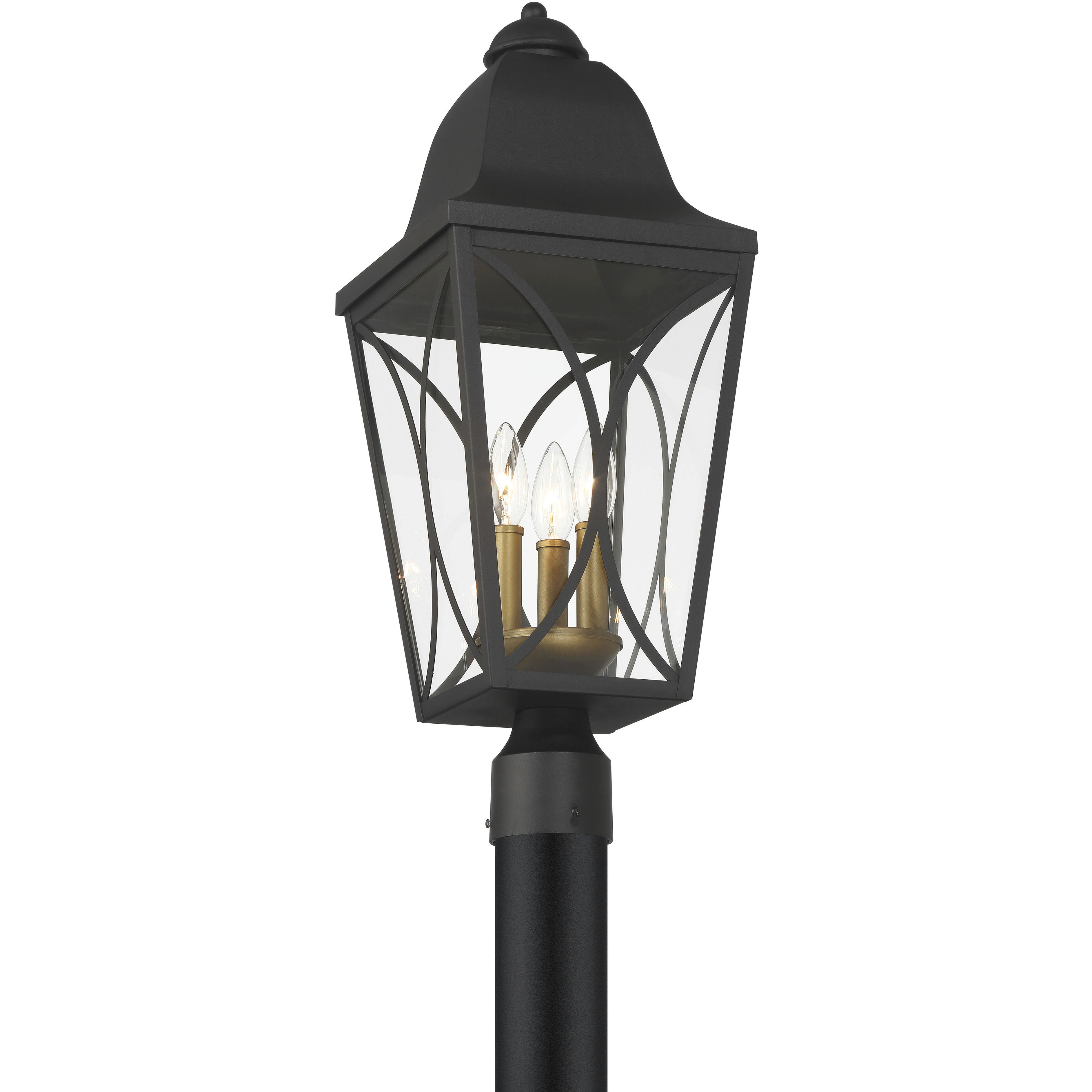Cardigan 3 Light 23.75 inch Sand Coal and Olden Brass Outdoor Post Lantern, Great Outdoors