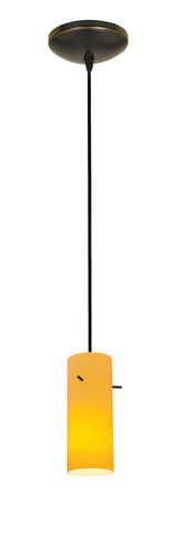 Cylinder 1 Light 4 inch Oil Rubbed Bronze Pendant Ceiling Light in Amber, Cord