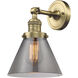 Franklin Restoration Large Cone LED 8 inch Antique Brass Semi-Flush Mount Ceiling Light in Plated Smoke Glass, Franklin Restoration