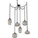 Misto 6 Light 15.5 inch Matte Black Swag Multi-Pendant Ceiling Light in Optic Rib Smoke, Rectangular Chain