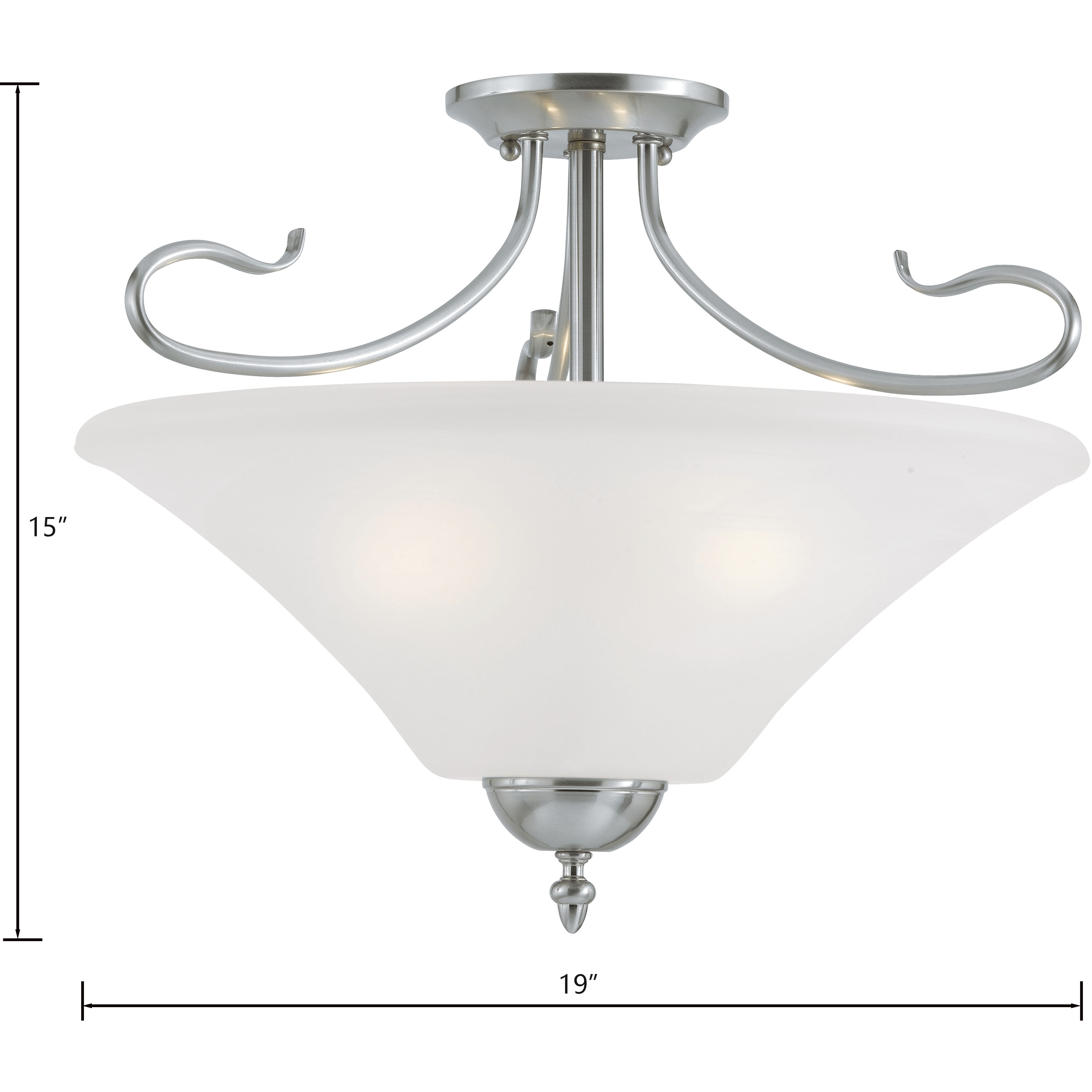 Elipse 3 Light 19 inch Brushed Nickel Semi Flush Mount Ceiling Light