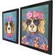 Whimsy Dog Multi and Blue and Green and Black Framed Art