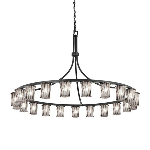 Wire Glass LED 60 inch Matte Black Chandelier Ceiling Light in Swirl with Clear Bubbles, 14700 Lm LED