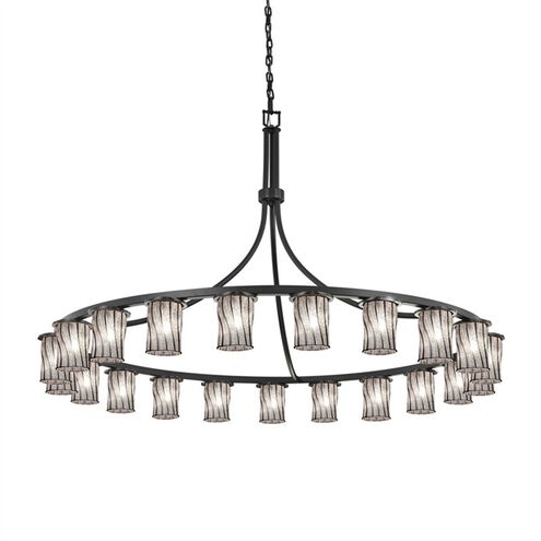 Wire Glass LED 60 inch Matte Black Chandelier Ceiling Light in Grid with Clear Bubbles, 14700 Lm LED