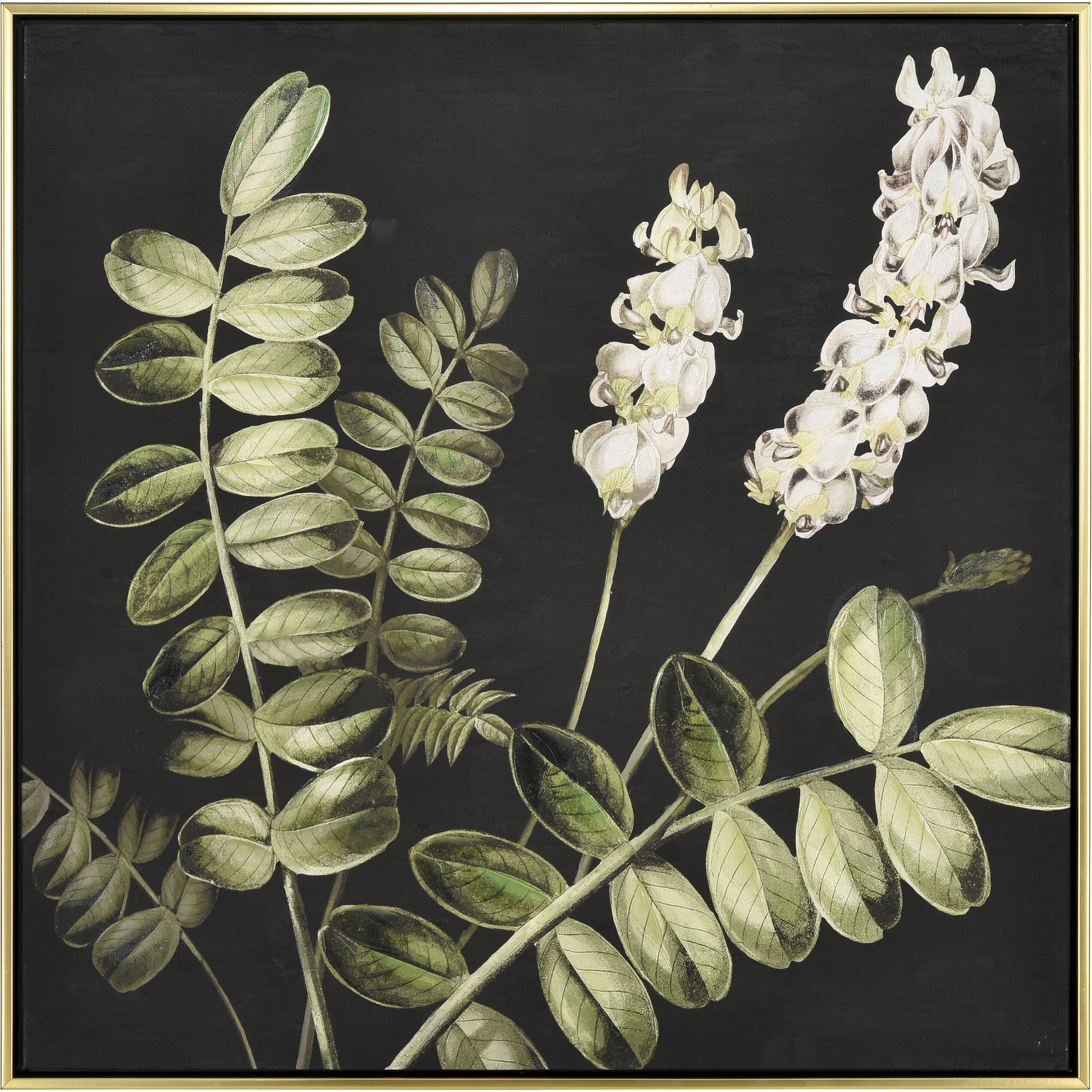 Botanical Study II Green with Black and Gold Framed Wall Art