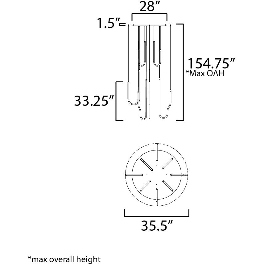 Soleil LED 35.5 inch Polished Chrome Multi-Light Pendant Ceiling Light
