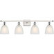 Ballston Castile 4 Light 36 inch White and Polished Chrome Bath Vanity Light Wall Light in White Glass, Ballston